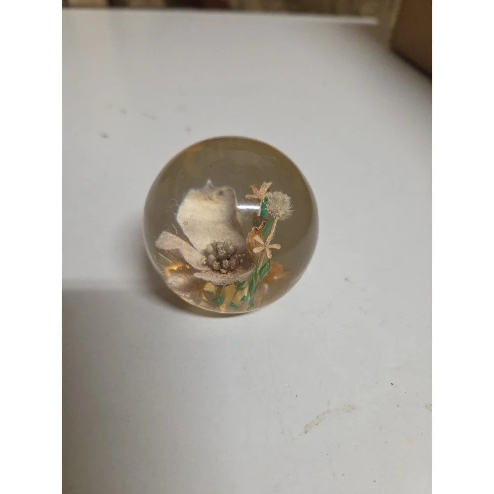 Flowers In Acrylic‎ Vintage Decorative Paperweight
